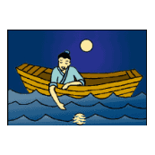 看图猜成语一个人坐着船在水里捞月亮答案是？