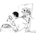 一个人拿着显微镜对着猫 在画老虎是什么成语