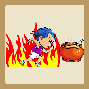一个小孩在火力跑，旁边一锅汤。是什么成语