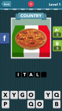 Pizza on a green, red, and white flag.|Country|icomania answe