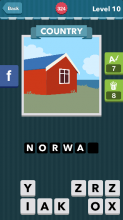 A red house with a blue rook on green grass|Country|icomania