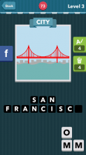 Red bridge over the water and the city.|City|icomania answers
