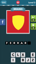 Yellow acorn shape over red background.|Brand|icomania answer
