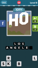 Large H and O on a hill, Hollywood sign.|City|icomania answer