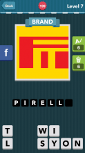 Red blocks with a yellow background.|Brand|icomania answers|i