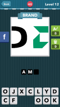 Black letter D next to a green symbol|Brand|icomania answers|