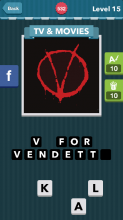 A red circle with a V in the middle.|TV&Movies|icomania answe