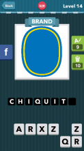A blue oval with yellow lining.|Brand|icomania answers|icoman
