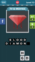 A grey background with a red diamond with blood dripping down
