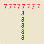 横着一排红色的7，竖着一排蓝色的8打一成语是什么