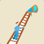 一个男人在爬梯子上面一个望远镜猜一成语